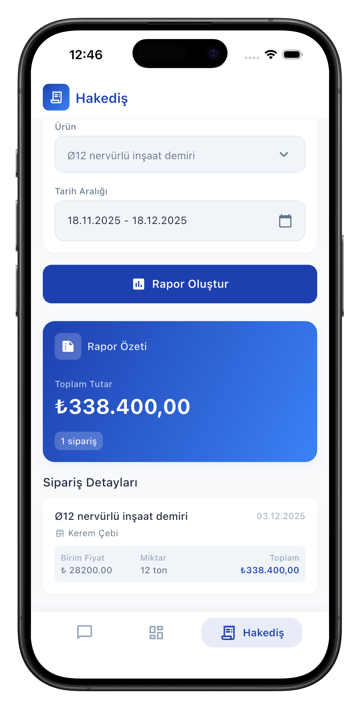 Metraj mobil uygulama - Dashboard